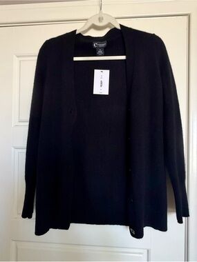 Bloomingdale's Black Open-Front Women's Cardigan Sweater